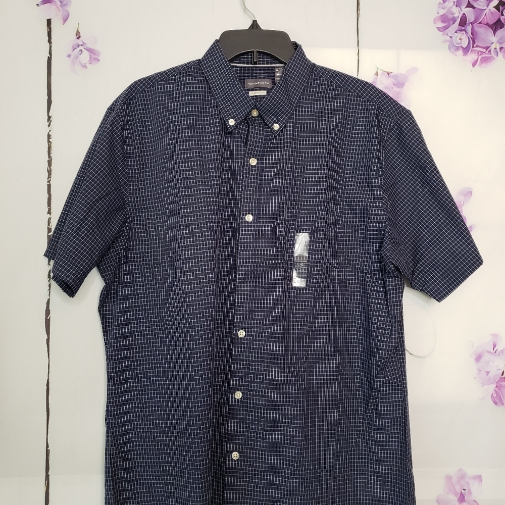*SOLD* Van Heusen Windowpane Short Sleeve Button Shirt - Picture 7 of 8